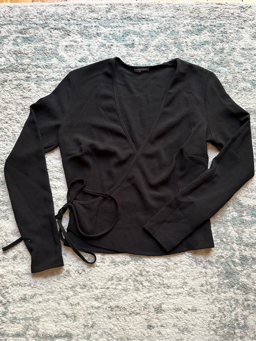 American Apparel Black Wrap-Front Long Sleeve Tunic